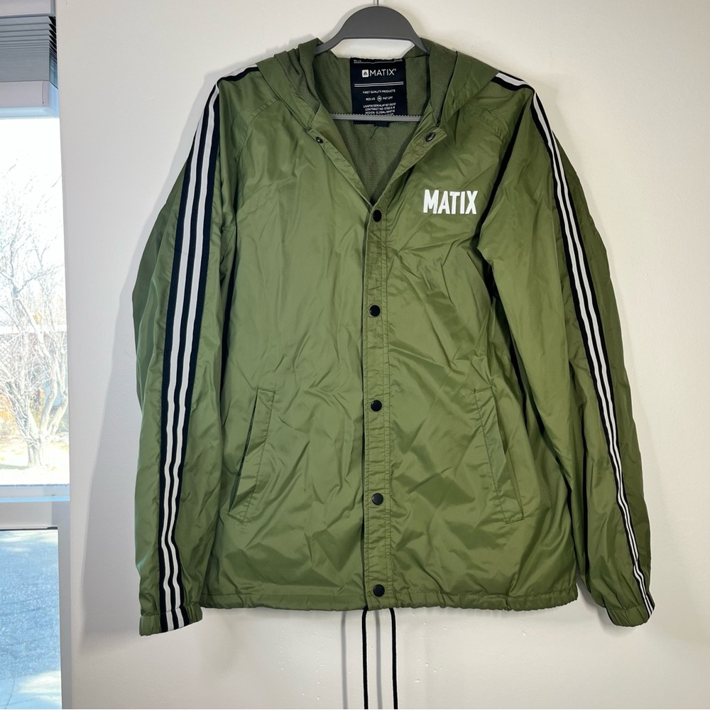 Matix Cotton Surf Club Hooded Coach Jacket Green Size Large Windbreaker